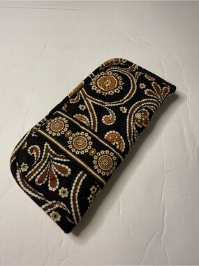 Vera Bradley Black and Brown Floral Quilted Pouch